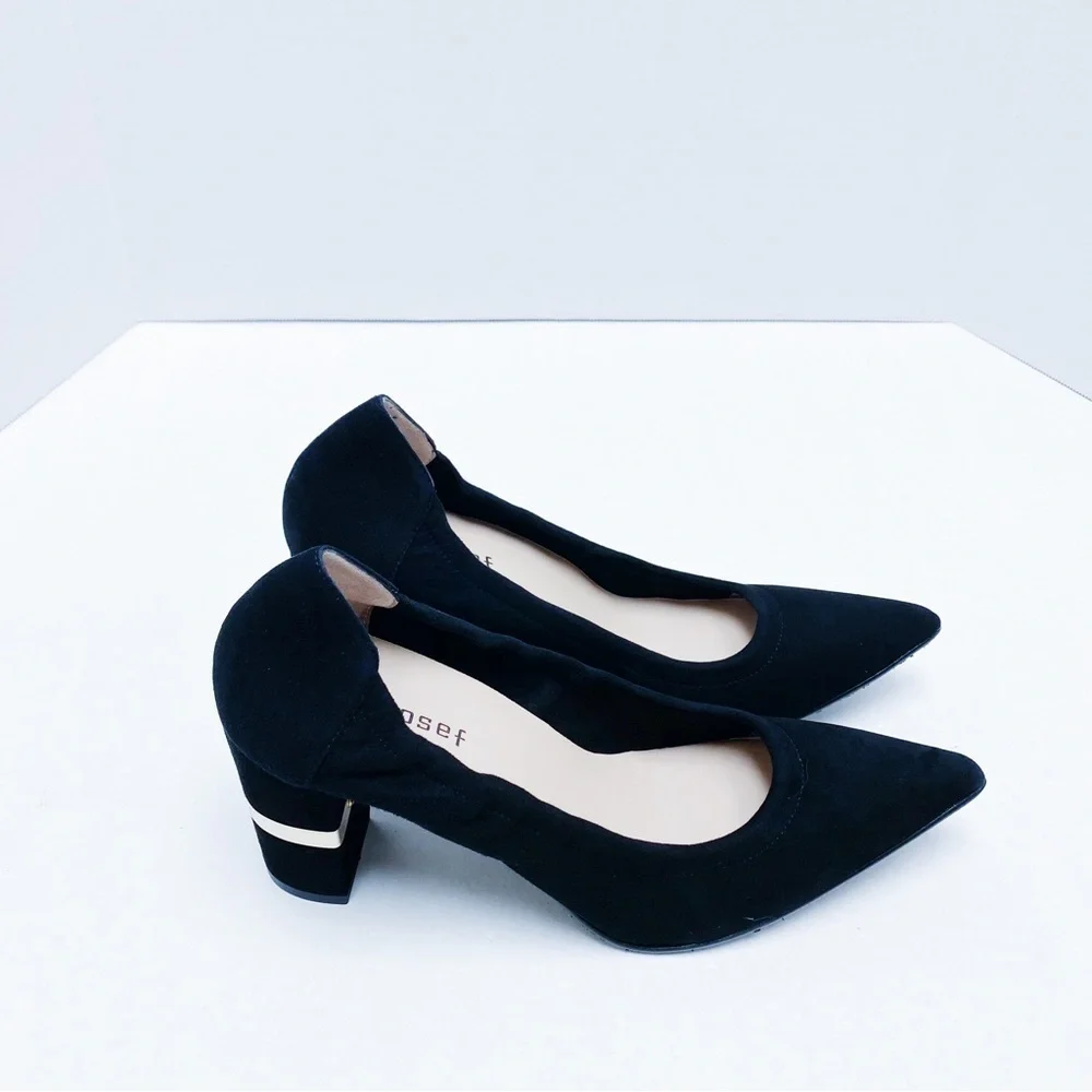 Jon Josef - Black Suede Party Pointed Toe Heels